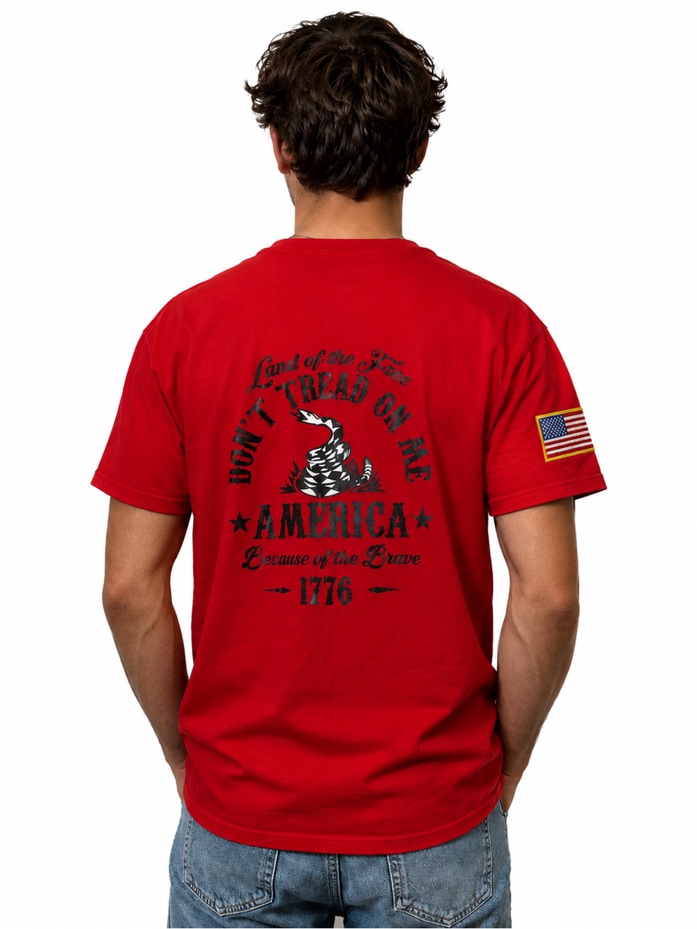 Don’t Tread On Me America 1776 Red Graphic Tee Flag Patch USA XL